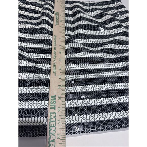 WHBM Black White Stripe Sequin Mini Skirt Lined Size 6 Party Cocktail Holiday - Picture 9 of 9